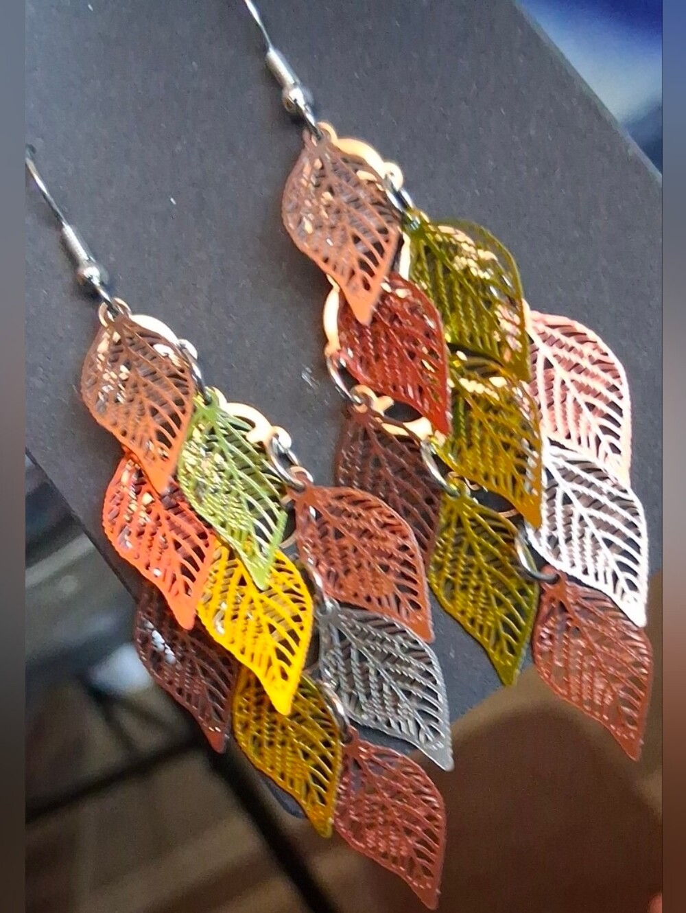 $8 Each Or Bundle 5/$20 Brown & Green Leaf Dangle Earrings - Picture 11 of 12